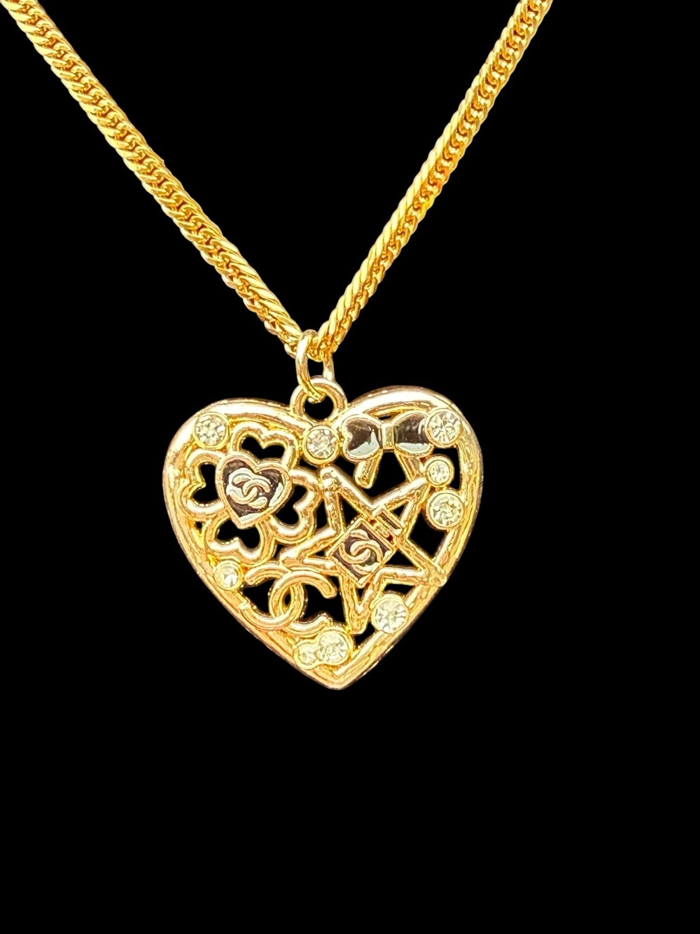Upcycled Gold Heart Pendant Necklace - CC Charm Women's Jewelry